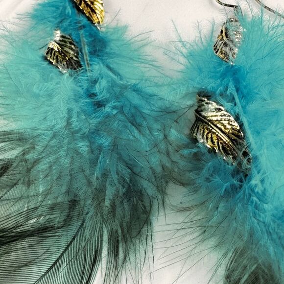 Free People Blue and Gold Feather Earrings - Picture 2 of 10